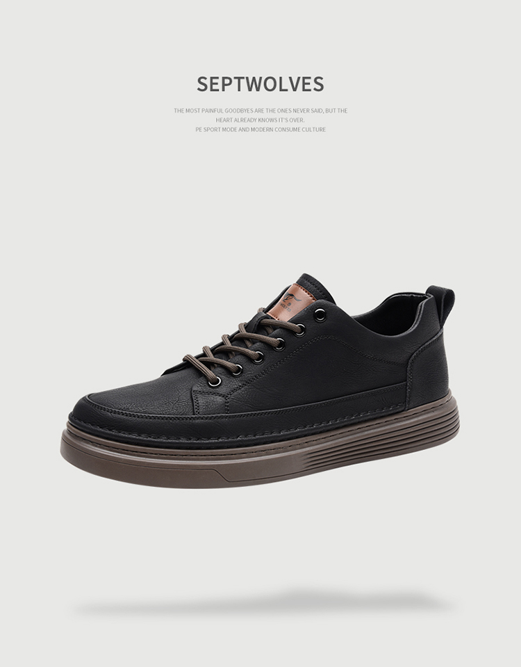 SEPTWOLVES Men's Versatile Shoes, Men's Sneakers, Men's Leather Shoes, Casual Shoes for Men W8333083270 Black-Brown 38 15
