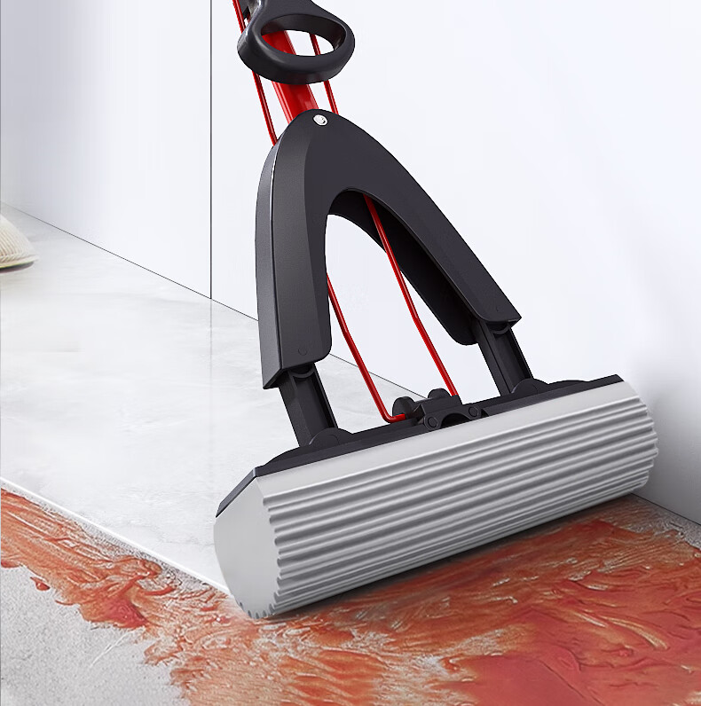 Weilida 28cm PVA High-Density Sponge Mop Head with 1 Handle and 2 Cloths Foldable Hands-Free Cleaning Mop 12