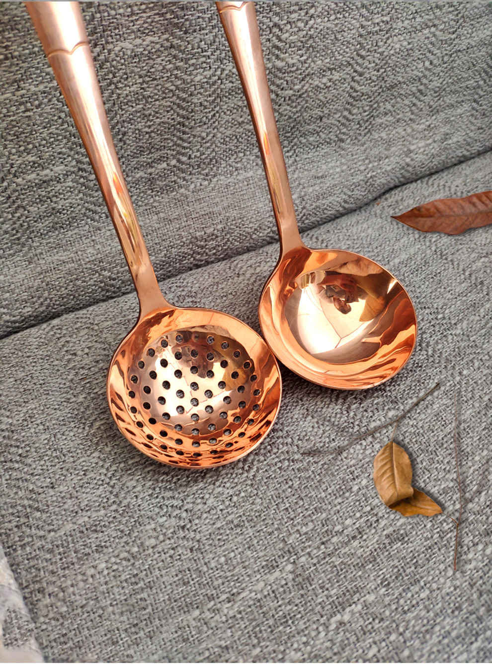 Guoyiyuan Purple Copper Handmade Thickened Kitchen Utensils Tableware Copper Hot Pot Special Soup Ladle Strainer Spoon Purple Copper Spoon Carved Desig 9