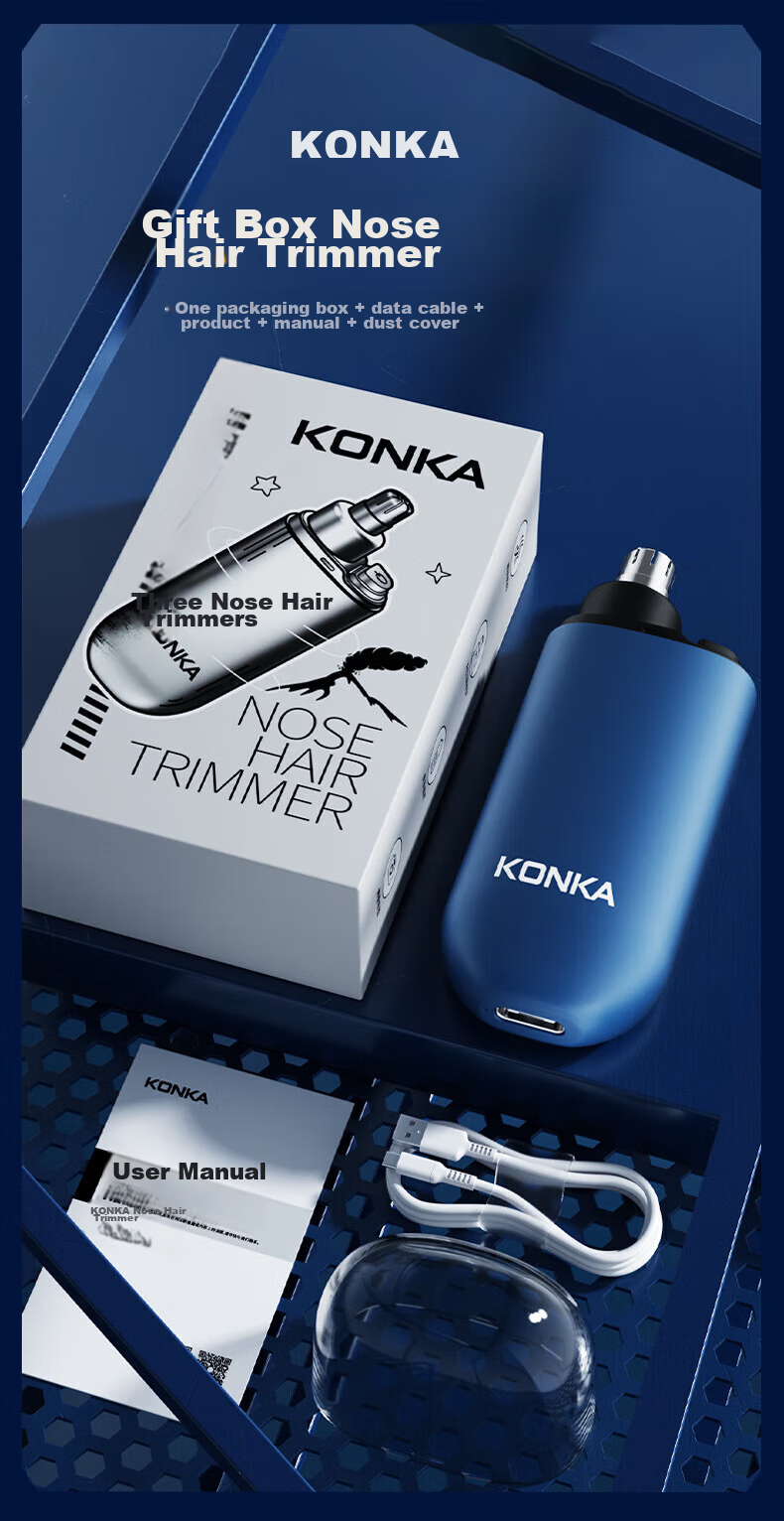 KONKA Nose Hair Trimmer, Men's Special Multi-Functional Rechargeable Portable Nose Hair Clipper And Nasal Cleaner, Multifunctional Nose Hair Grooming Tool, Gift for Boyfriend, Father, Graduation Present 16