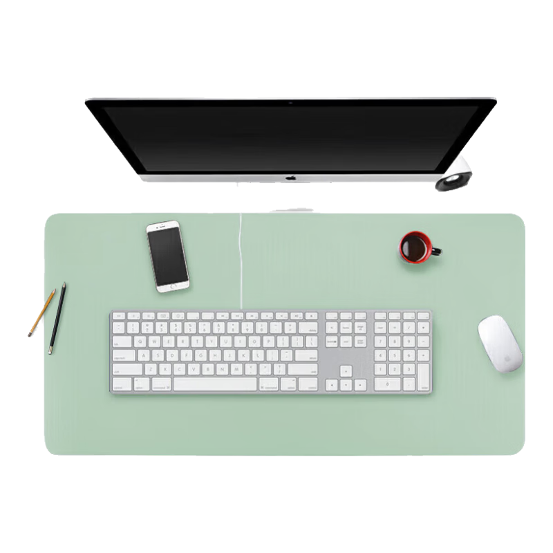 JPLAYER Mouse Pad, Extra Large Office Desk Pad, Laptop Mat, Keyboard Pad, Home And Office Writing Desk, Gaming, Waterproof, Leather, Dirt-Resistant, Customizable, Mint Green, 60*30cm
