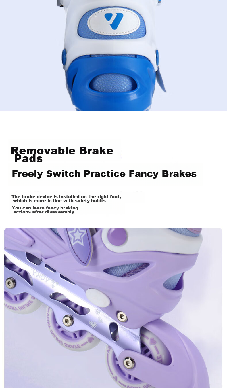 VOKY Roller Skates for Children, Beginners' Inline Skates for Boys And Girls, Adult Roller Skates with Adjustable Sizes, Flashing Wheels 11