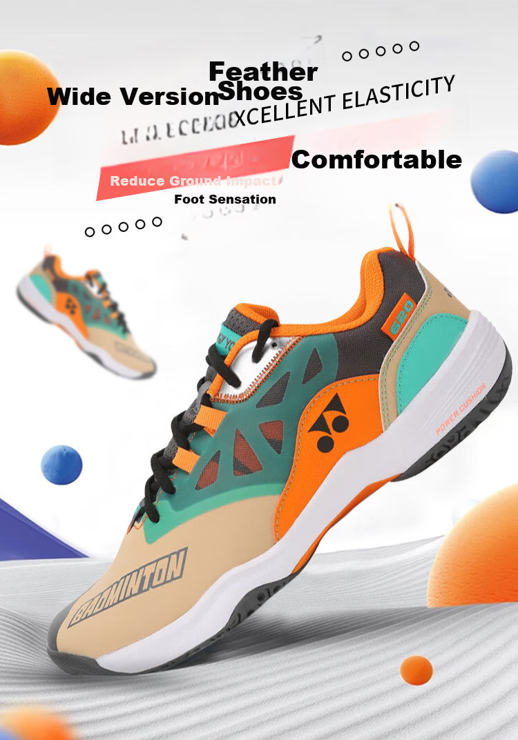 YONEX Badminton Shoes, Professional Competition Power Cushion Wide Version Sports Shoes SHB620WCR, Beige, Size 42 2