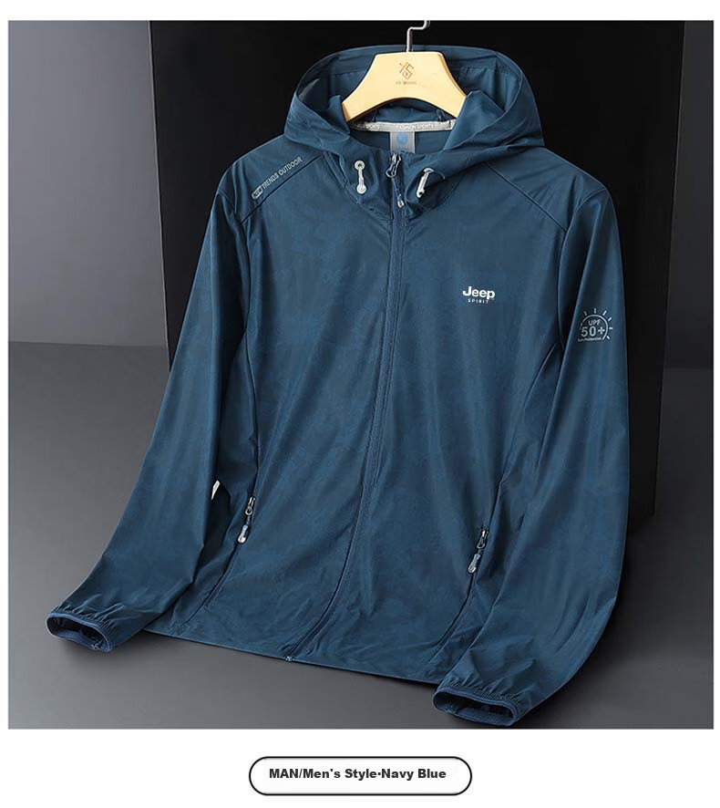 JEEP SPIRIT Men's Jacket, Spring And Autumn Windbreaker, Ice Silk Breathable Versatile Casual Coat Fishing Wear, Dark Green Male, Size L 15
