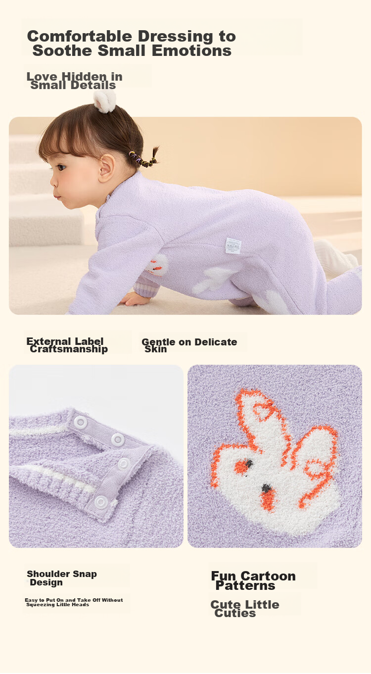 BALABALA Children's Clothing, Baby Romper, Newborn Onesie, Warm Half-Fleece Winter Outfit, Soft And Cute, 209425133201 8