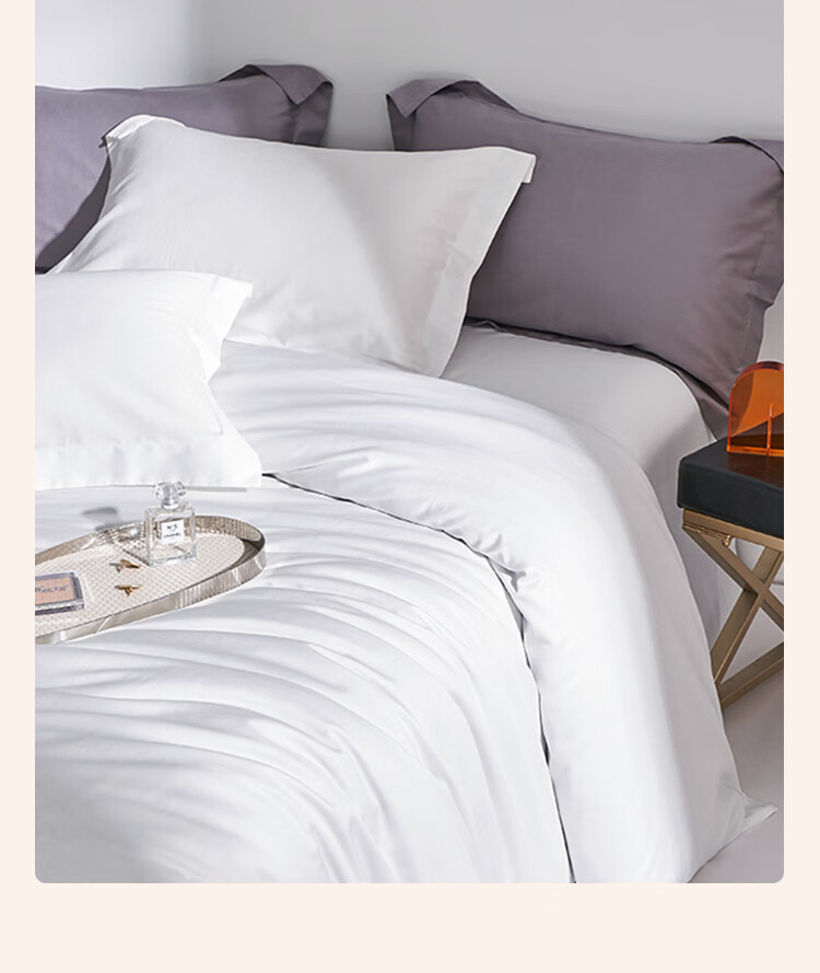 ZiiU White Hotel Three-Piece Set, Pure Cotton White Bed Sheet And Duvet Cover for Hotels And Guesthouses, White, for 1.2-Meter Bed 13