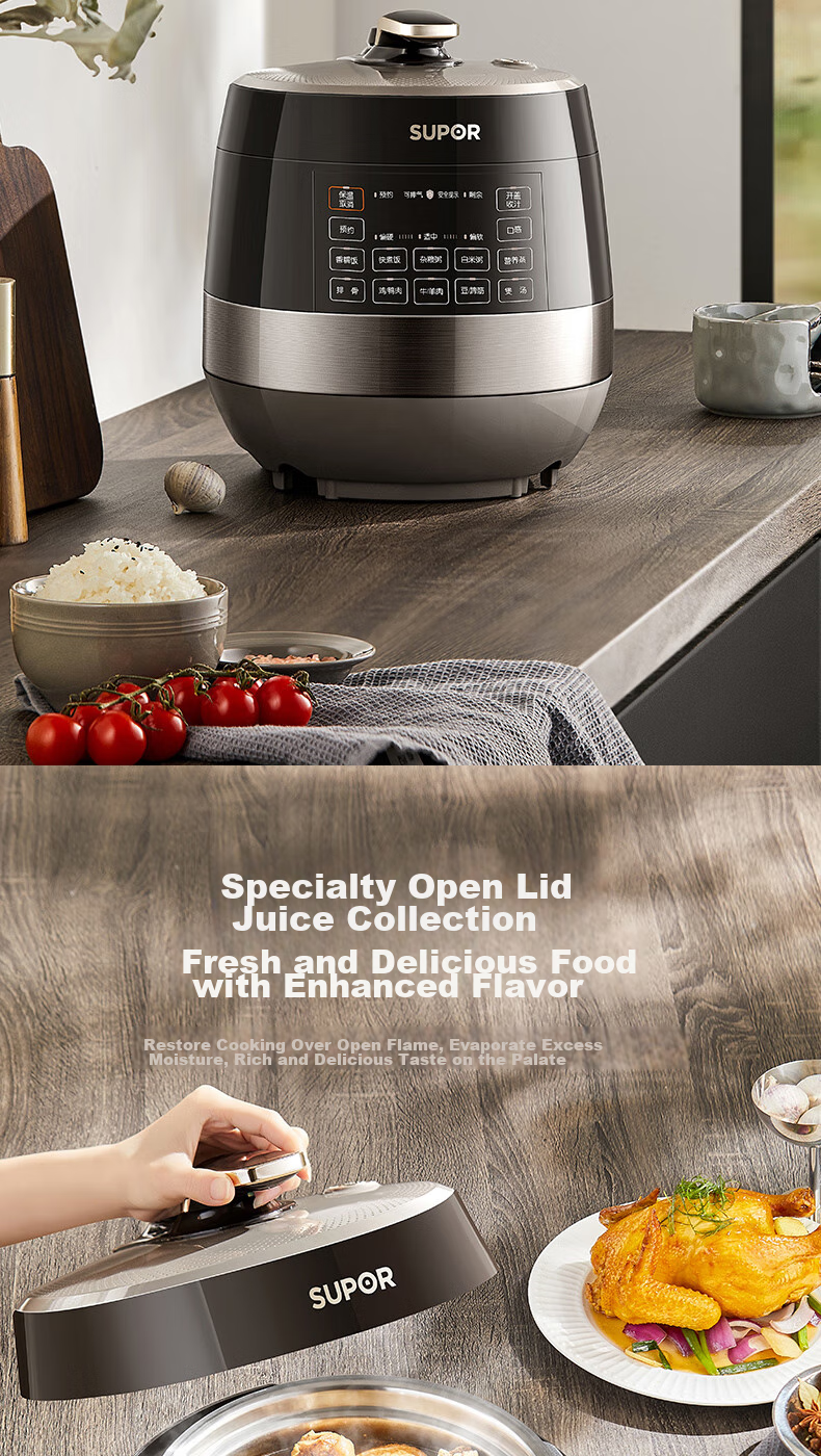 SUPOR 0 Coating Ball Pot Electric Pressure Cooker, 6L Double Inner Pot, Fully Automatic Intelligent Reservation, Home Use, SY-60YC6011Q Rice Cooker High-Pressure Cooker for 6-8 People 13