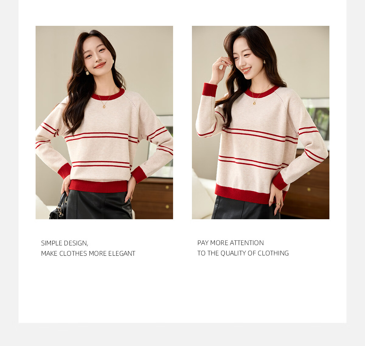PinCai Women's Classic Striped Colorblock Sweater Early Spring Crew Neck Knitwear P144Z9024 5