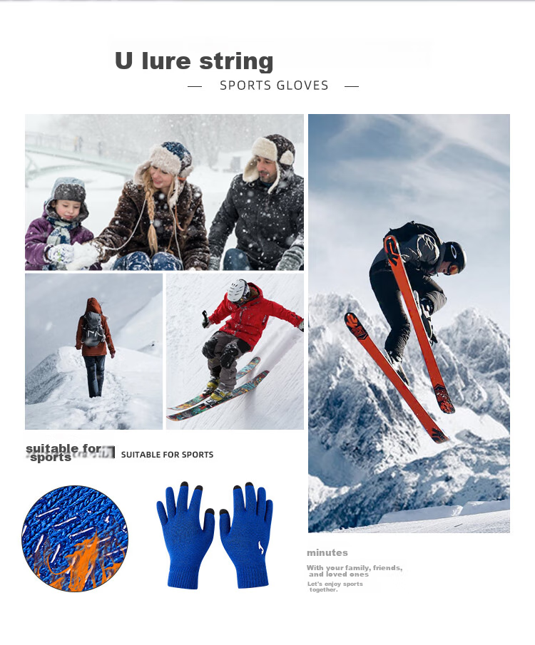 JOMA Warm Gloves for Men, Women And Children, Autumn And Winter Knitted Running Cycling Frisbee Touchscreen Gloves, Royal Blue, Children's 17cm 2