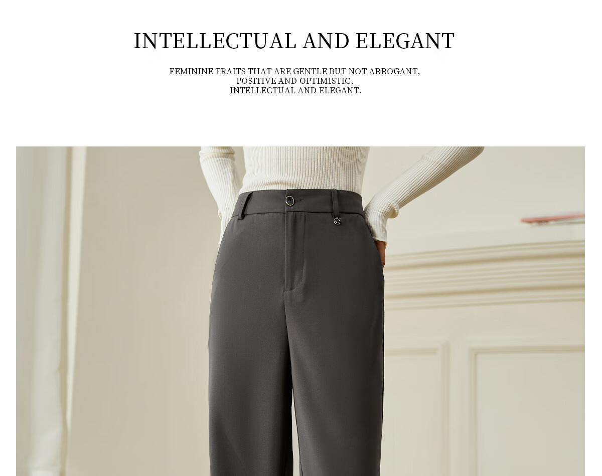 Chushen Spring And Autumn Casual Pants for Women, Wilderness Maillard High-Waist Straight Slimming Versatile Commuter Suit Pants S143K2020 14
