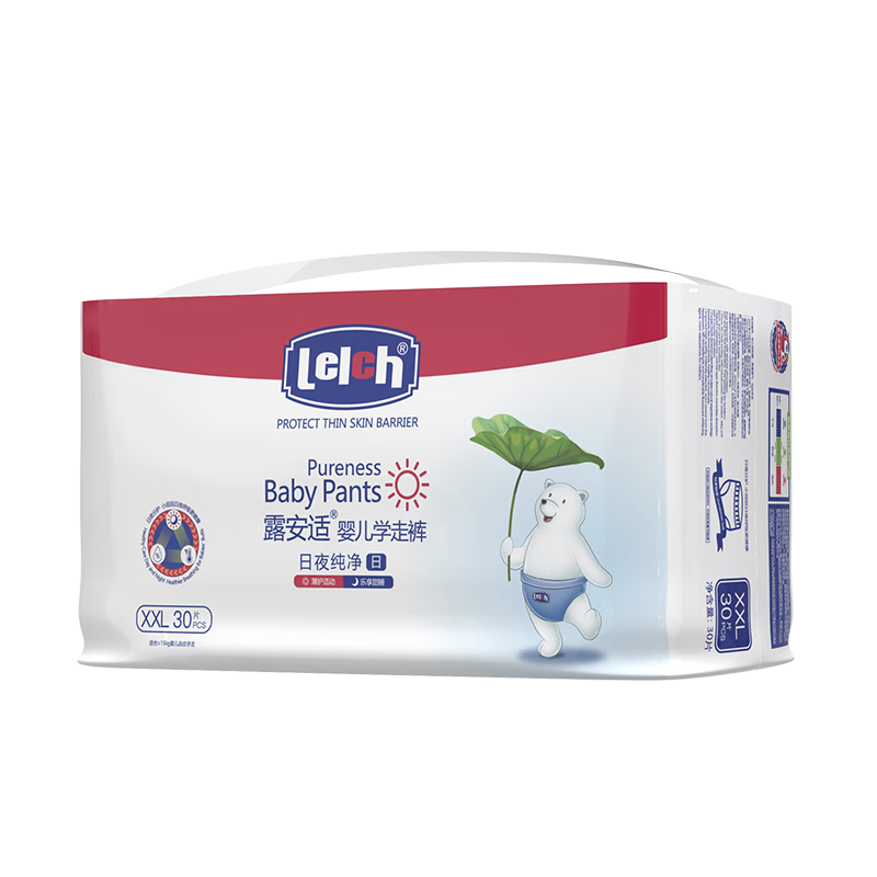 Lelch Day And Night Pure Learning Pants XXL Size 30 Pieces (15kg And Above), Daytime Baby Diapers Pull-Ups