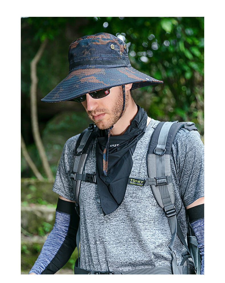 DUSENNA Sun Hat for Men, Summer Outdoor UV Protection Cap, Fishing Hat, Fisherman Hat for Men, Mesh Mid-Band Hat, Camouflage Red 4