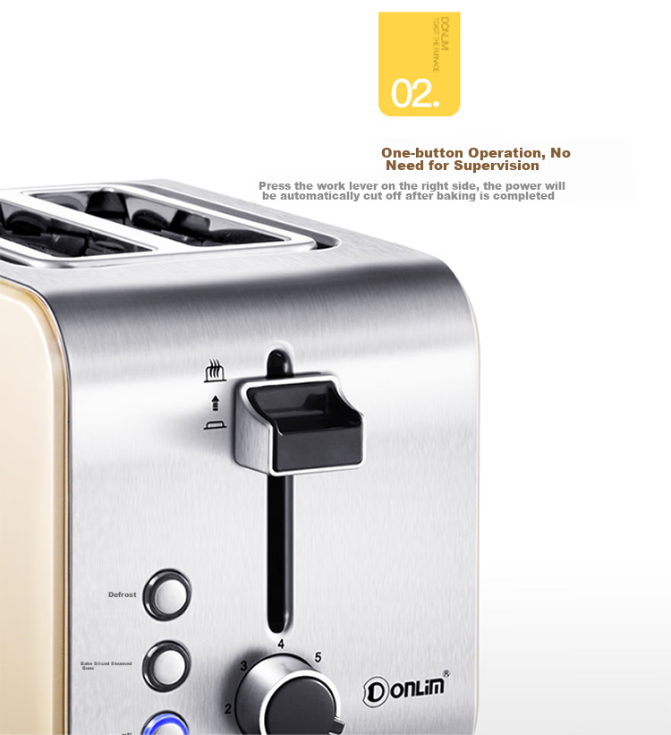 Donlim Bread Toaster, Breakfast Maker, Sandwich Maker, Toaster Oven, Stainless Steel Body, Home Small Fully Automatic Wide Slot Toast Machine, Light Meal Maker DL-8117 8