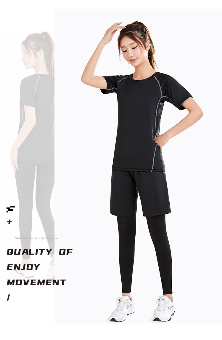 FANDIMU Women's Sports Set, Running Outfit, Yoga Track And Field Fitness Wear, Breathable High-Elasticity Basketball Badminton Training Clothes 13