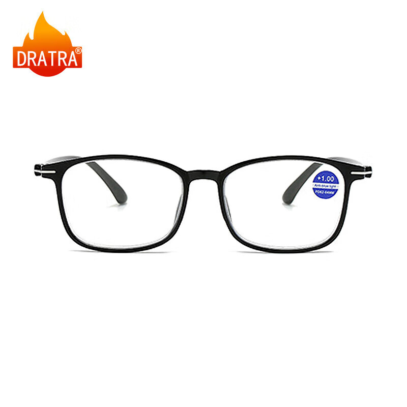 DRATRA Blue Light Blocking Reading Glasses Portable High-Definition Ultra-Light Classic Simple Design for Men and Women with Optional Prescriptions