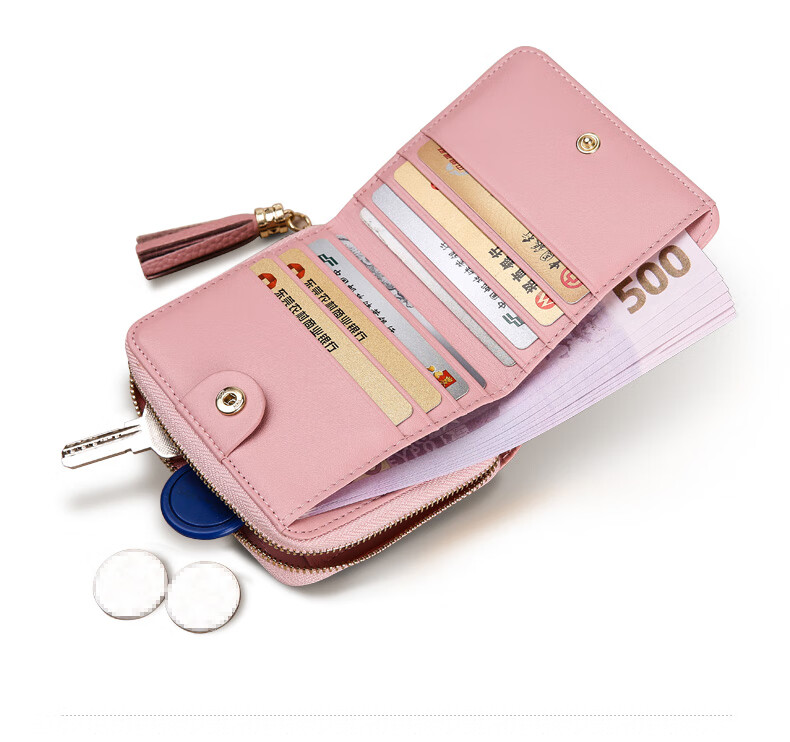 Viney Top-Grain Leather Short Women's Wallet, Student Foldable Coin Purse, Large Capacity Leather Clutch, Light Luxury ID Holder 8