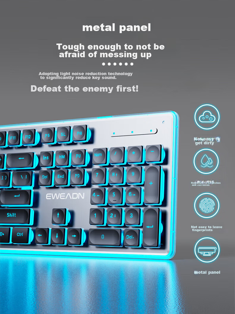 EWEADN X7S Wireless Keyboard And Mouse Combo, Single-Mode 2.4G True Mechanical Feel, Low Noise, Office 104-Key Gaming Keyboard, Computer Laptop Peripheral, Rechargeable, Pink with White Backlight 5