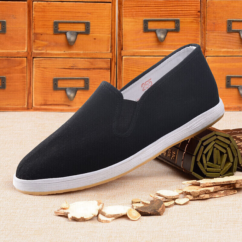 BUS HEYUAN Traditional Thousand-Layer Slip-On Odor-Resistant Old Beijing Cloth Shoes, Casual Middle-Aged And Elderly Men's Shoes, Cowhide Sole YW3PT, Size 42
