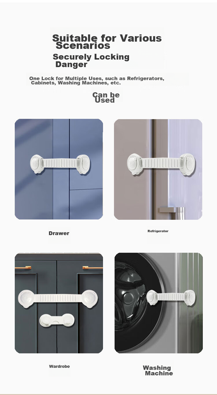 Aibaoshi Baby Child Lock Drawer Latch Safety Lock Anti-Baby Pinch Anti-Opening Pull Door Refrigerator Cabinet Lock, 6 Pieces, S527 4
