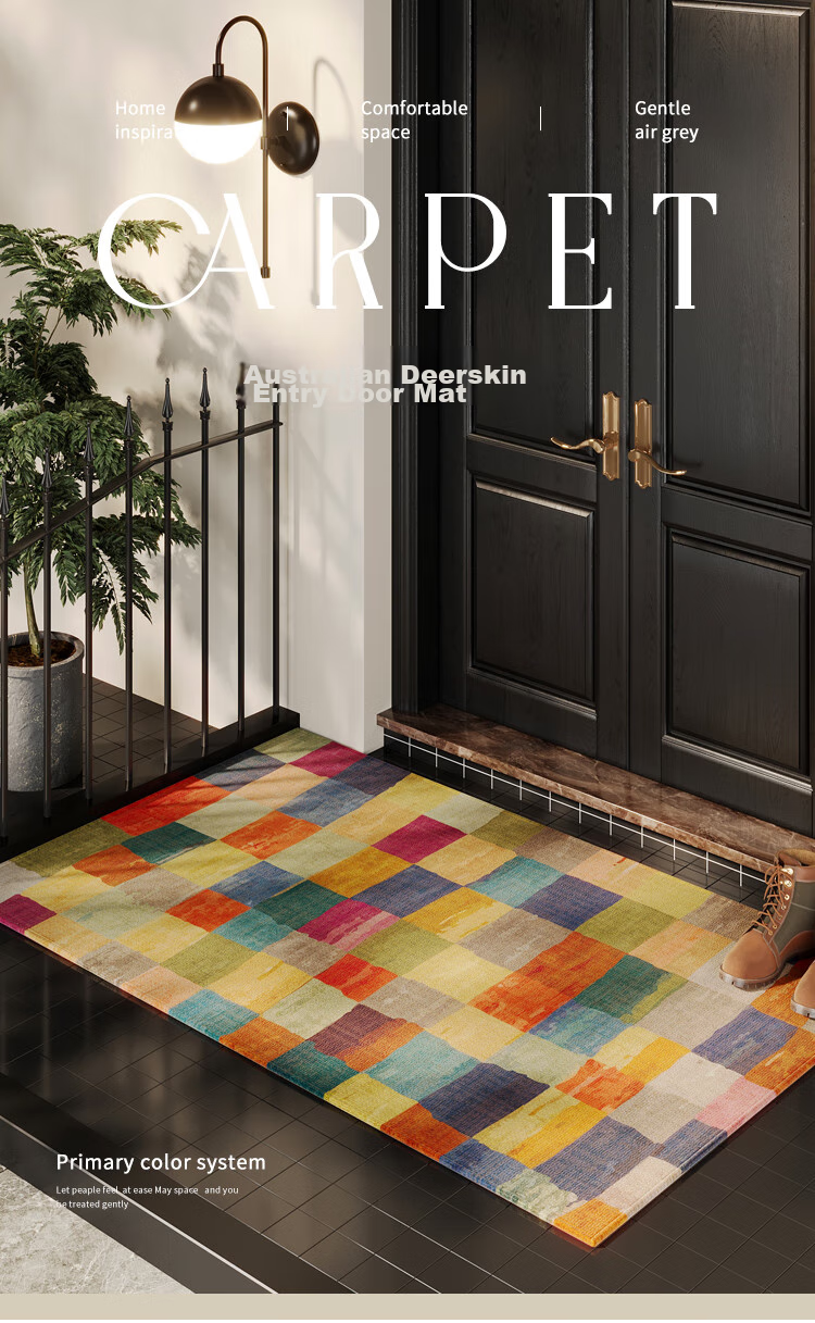 ZHUJUN American Retro Entrance Mat, Hallway Carpet, Doormat, Living Room Entrance Mat, Dust-Removing, Dirt-Resistant, Non-Slip Foot Mat 1