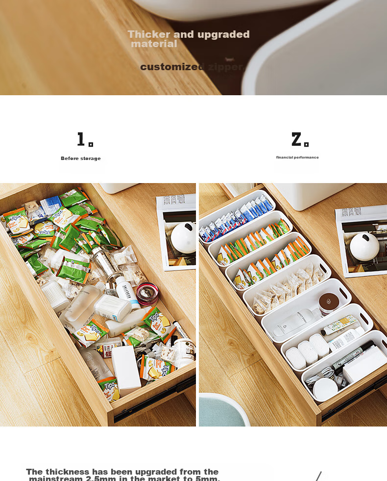 Jicang Storage Box, Household Kitchen Organizer, Plastic Storage Container, Snack And Cosmetics Storage Box, Storage Bi 4