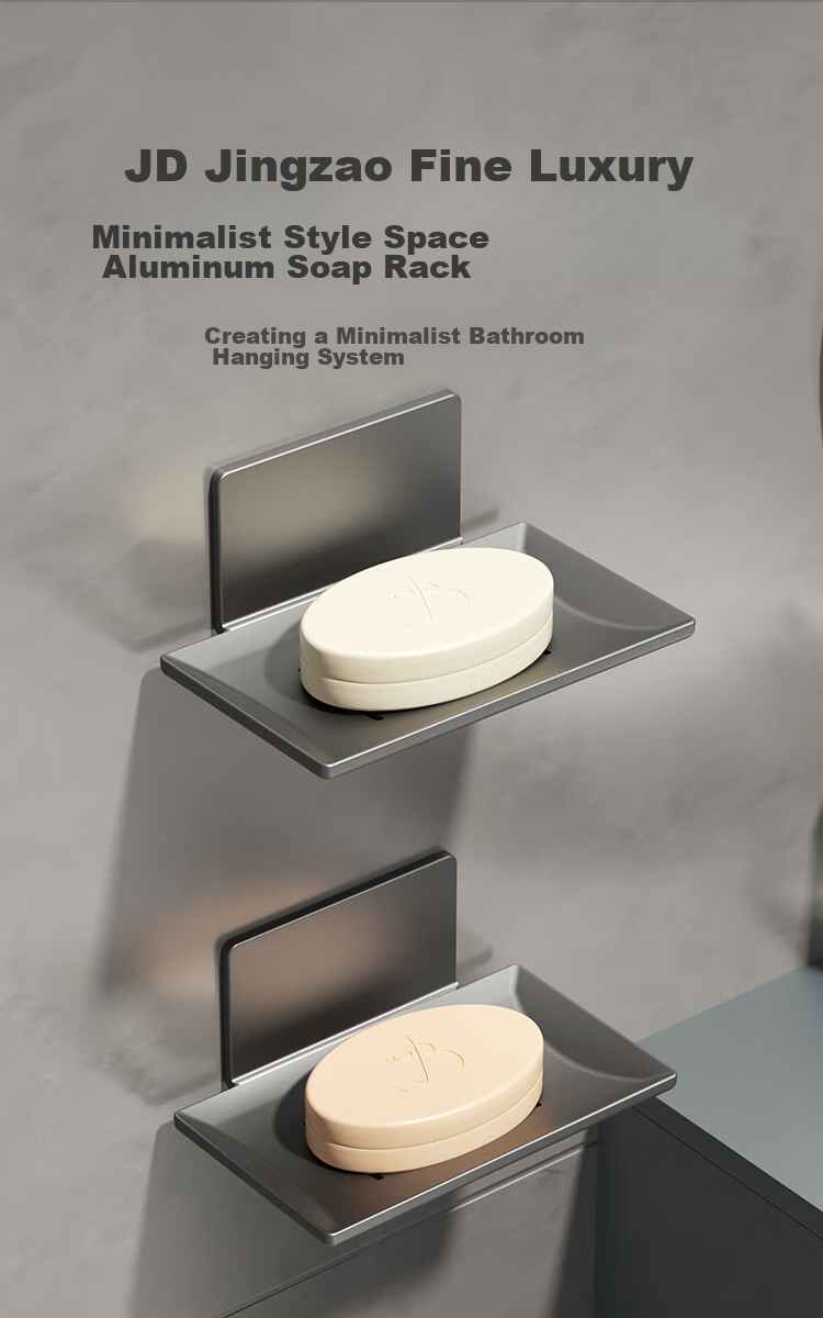 JD Original Anti-Gravity No-Drill Soap Holder, Space Aluminum Thickened Bathroom Storage Rack, Hand Washing And Shower Soap Organizer 3