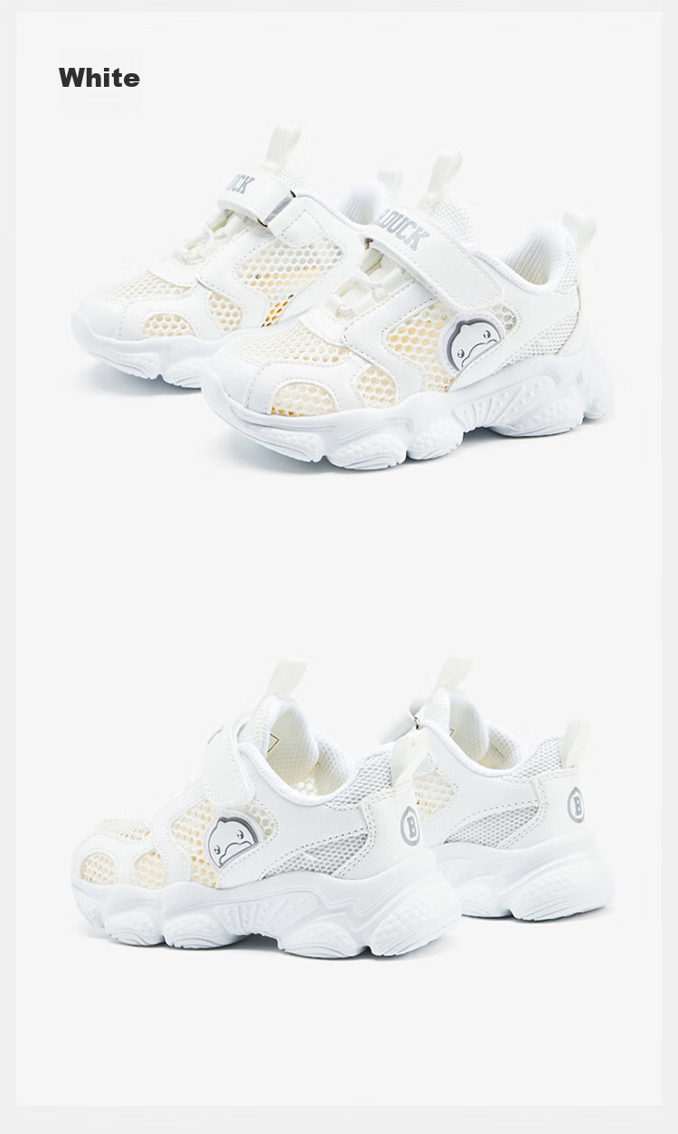 B.Duck Children's Sports Shoes for Boys And Girls, Summer White Sneakers with Single Mesh Breathable Design, Running Shoes 5001 White And Pink Size 33 10