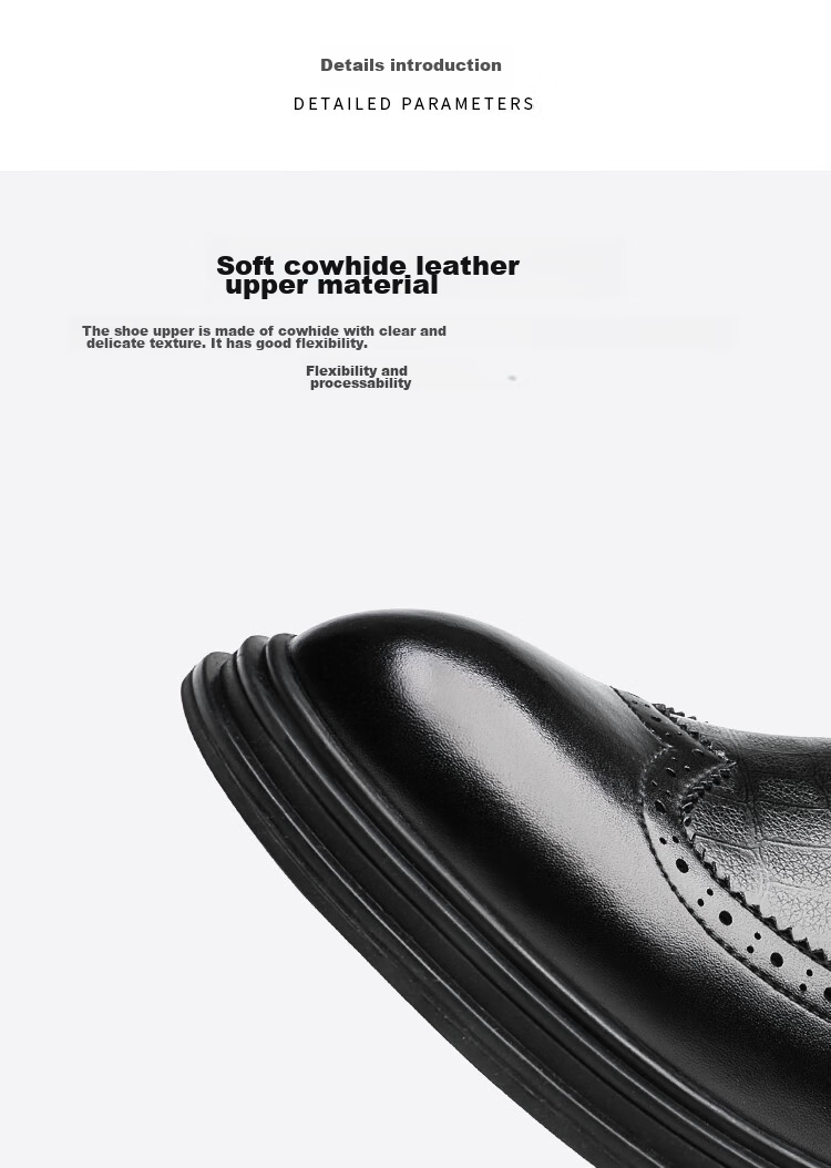 CARTELO Brogue Men's Shoes, British Low-Top Lace-Up Leather Shoes, Soft Cowhide Breathable Business Shoes 9342, Black, Size 38 5