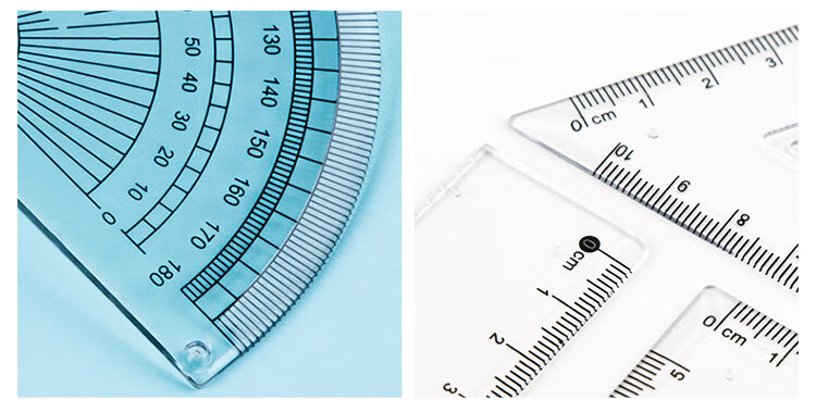 GuangBo Student Stationery Drawing And Exam Ruler Set Minimalist Style (Straight Ruler + Two Triangle Rulers + Protractor) Combination Pack H05323 9