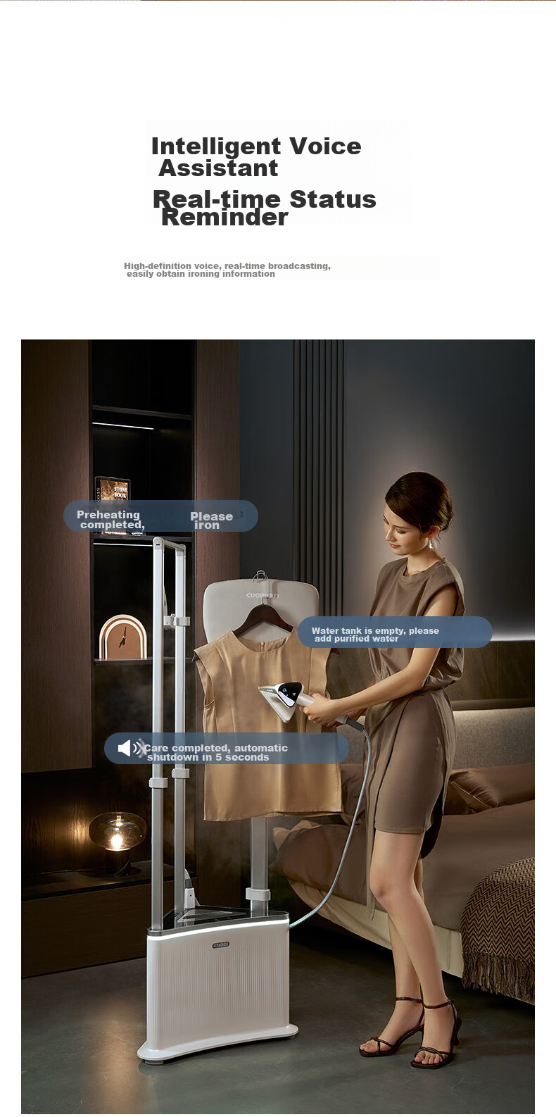 CuoRi [High-End Ironing And Care All-In] Upright Garment Steamer, 200g/min, 2L Water Tank, Pressure-Boosted Steam, Home Use, Electric Iron, Smart Control, Fragrance Removal, Luxury Clothing Care G701 20