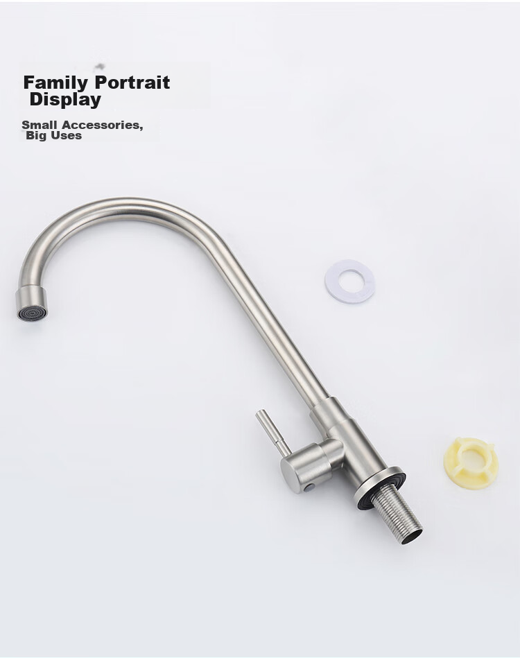 Larsd Single Cold Kitchen Faucet, Stainless Steel Sink Faucet for Vegetable Washing Basin, Laundry Tub, And Dishwashing Sink DL-18 15