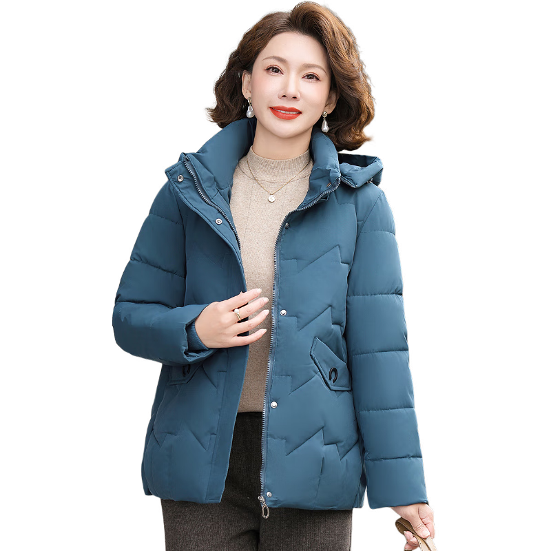 Hengyuanxiang Middle-aged Mom Winter Mid-length Down Cotton Jacket Thickened Fleece-lined Coat for Middle-aged and Elderly Women