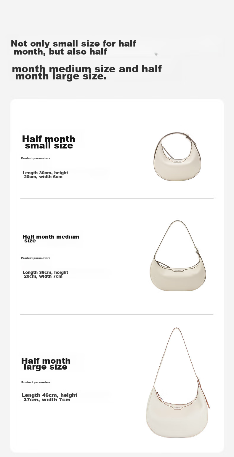 AMAZING SONG Half-Moon Bag, Small Size, Original High-End Designer Crescent Bag, Cowhide Shoulder Crossbody Underarm Women's Handbag, Birthday Gift 15