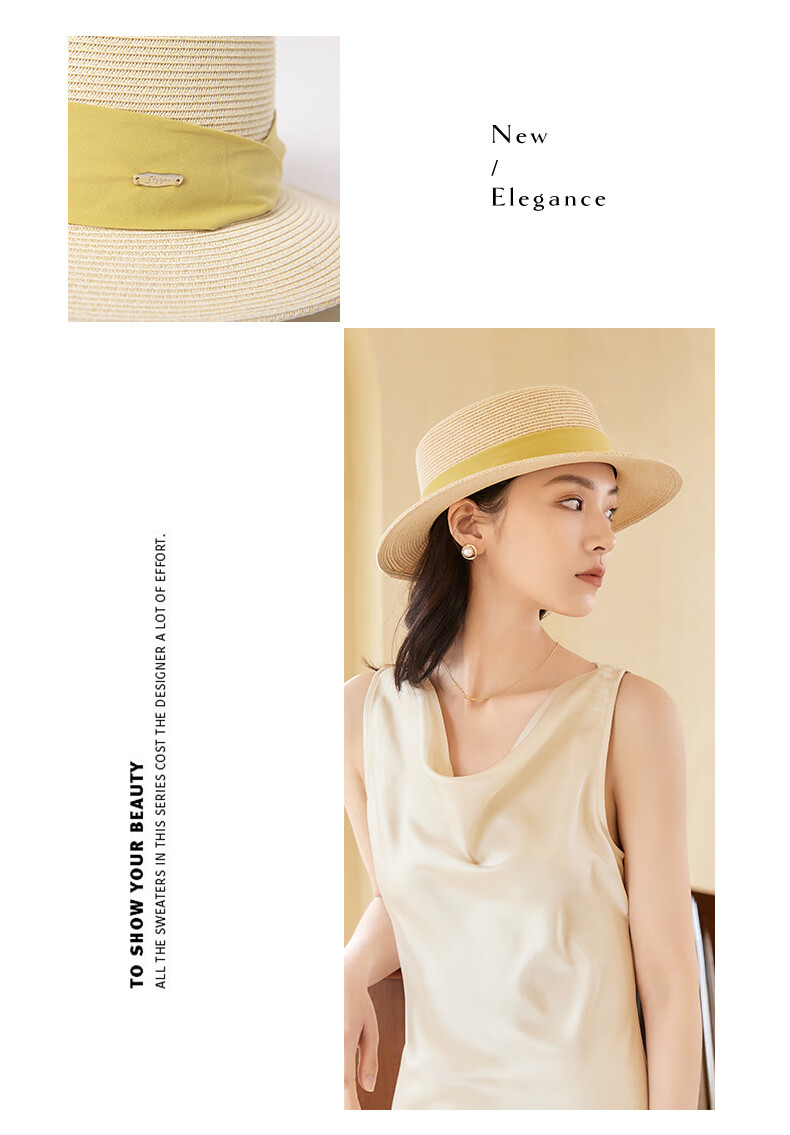 Siggi Straw Hat for Women, Summer Sun Protection UV-Resistant Flat Brim Hat, Sunscreen Cap, Flat Top Hat, Sun Visor, Gift for Wome 16