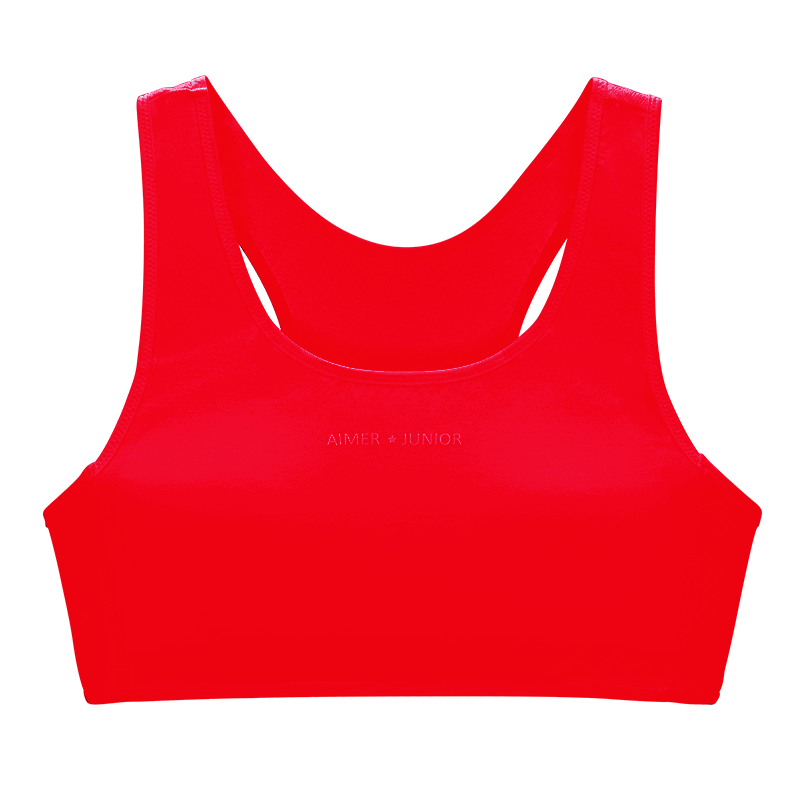 AIMER JUNIOR Developmental Bra Red Edition New Year Antibacterial Milk Skin Girl Vest Stage 1 Size 160