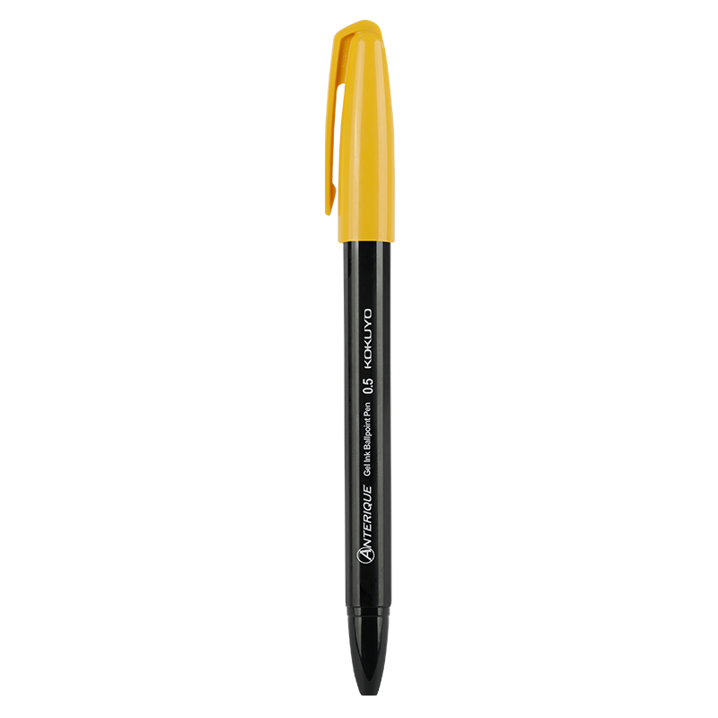 KOKUYO Anterique Collaboration Retractable Gel Pen Office Signing Pen 0.5mm Black Ink Golden Yellow Barrel 1 Piece WSG-PR3035YR