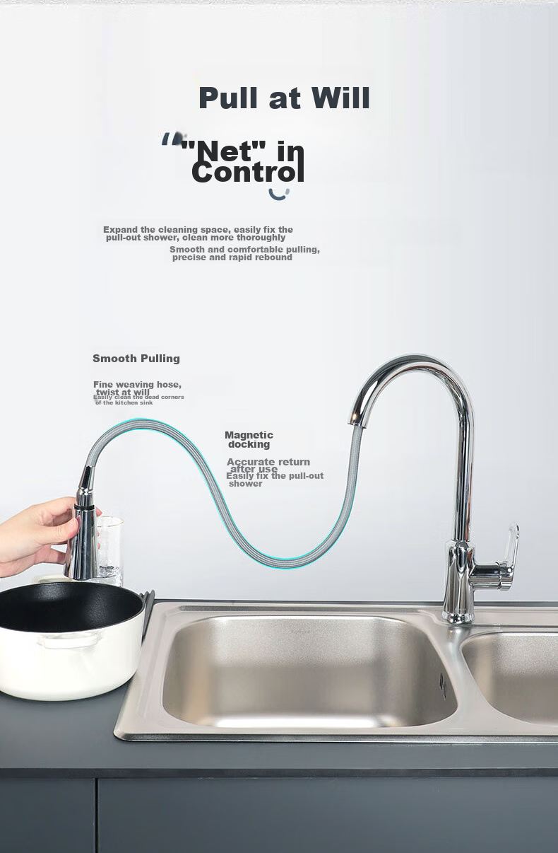 Kohler Kitchen Faucet Taoli High-Arc Pull-Out Faucet Copper Alloy 24339T Upgraded Version 8