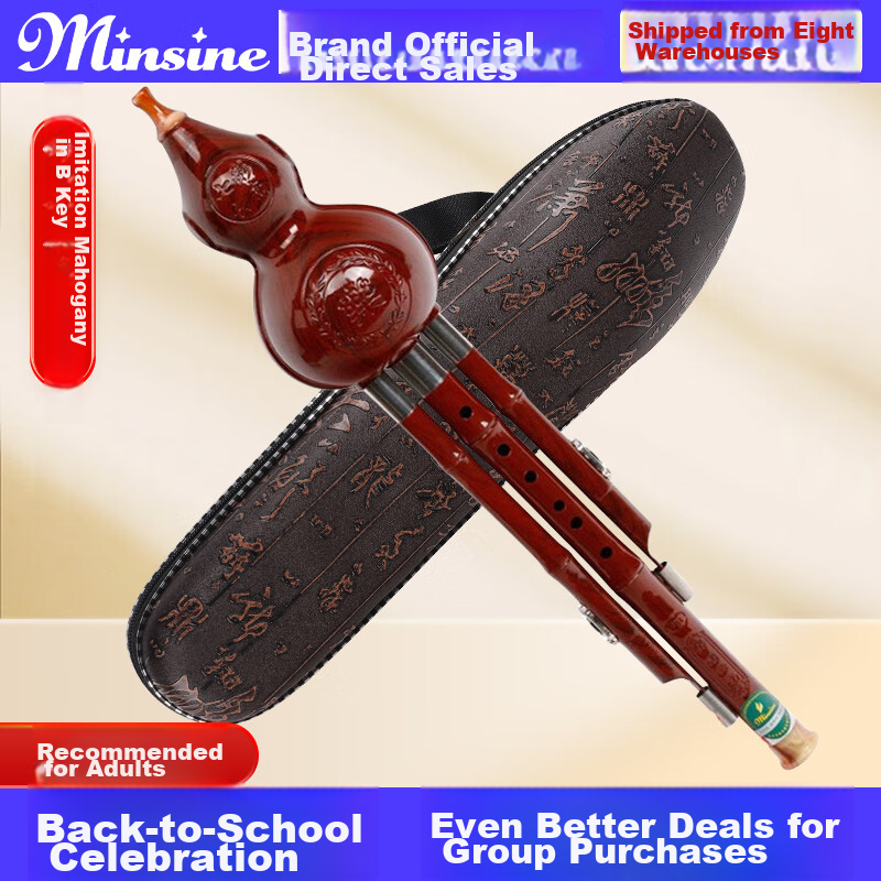 Minsine Yunnan Three-Tone Drop-Resistant Hulusi in B Flat Key, White Copper Resin ABS, Ethnic Wind Instrument for Students And Beginners