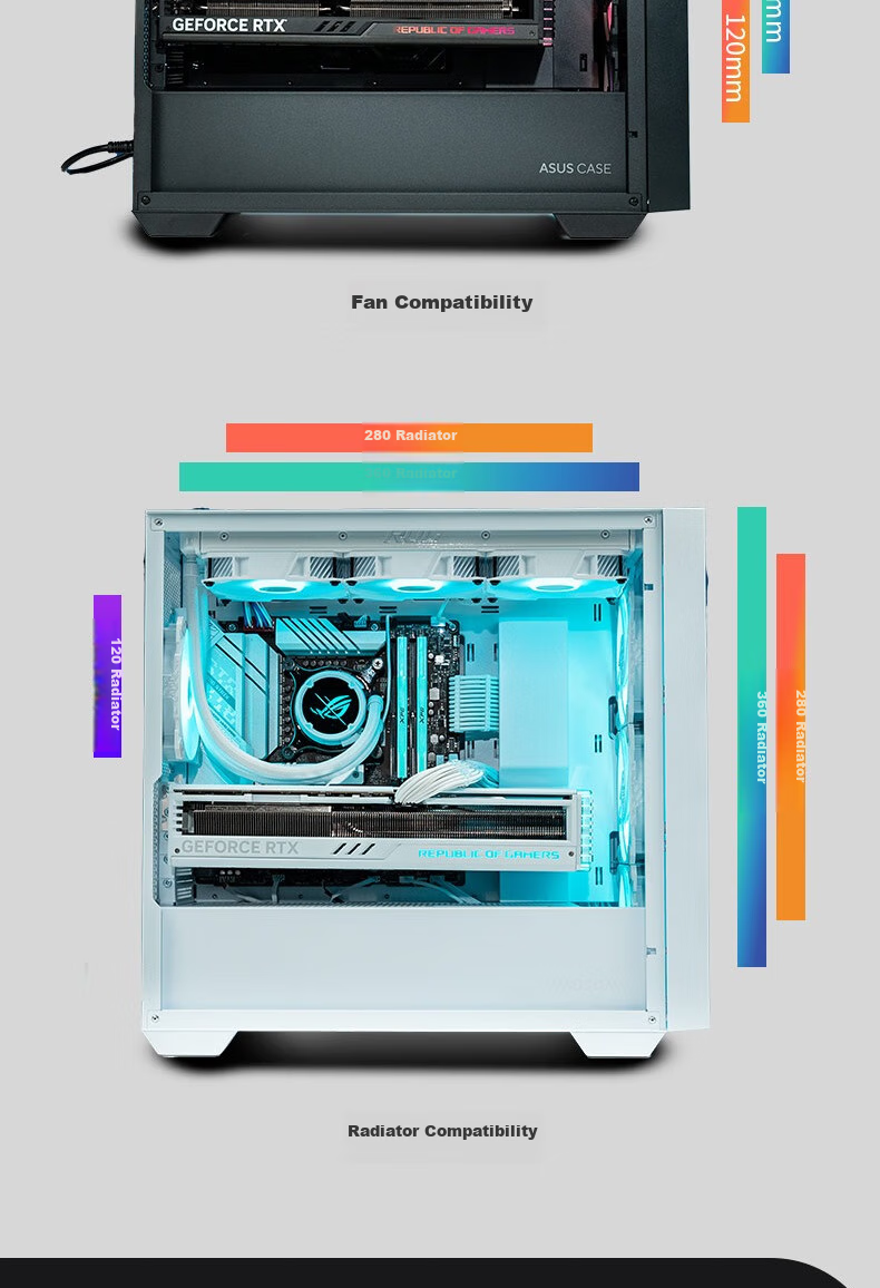 ASUS A21 Chasing Shadow Case, Light White, Pure White Custom Cables / Supports Rear-Mounted Motherboard / Tool-Free Opening / Efficient Cooling / Effective Cable Management 9