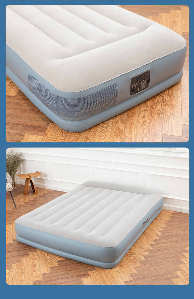 INTEX Electric Pump Single-Person Automatic Inflatable Bed with Pillow, Air Mattress for Home Nap, Car Camping, Tent Pad, Folding Bed 116CT1 18