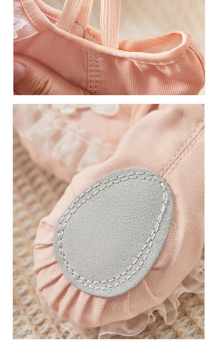 Iron Arrow Children's Dance Shoes Rabbit Lace Ballet Shape Shoes Girls Chinese Dance Practice Shoes Flesh Pink Size 27 7
