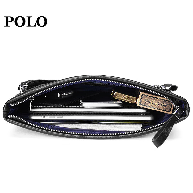 POLO Men's Handbag, Top-Grain Leather Clutch, Wallet, Cash Envelope Bag, Coin Purse, Birthday Gift for Boyfriend