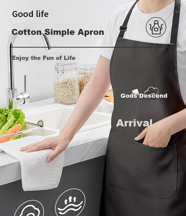 Jiapinhui Apron, Home Light Luxury Canvas Navy Blue Apron, Unisex Style, Adjustable Size, LF-2436 1