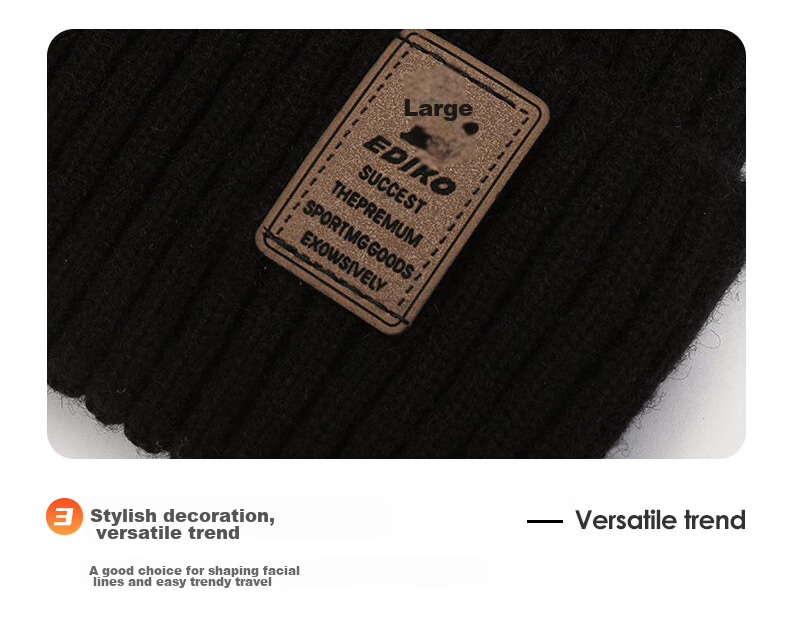 GLO-STORY Winter Knitted Hat for Men And Women with Fleece Lining, Warm Neck Gaiter, Thickened Wool Hat with Ear Protection, Cold-Proof Gray Cap 13