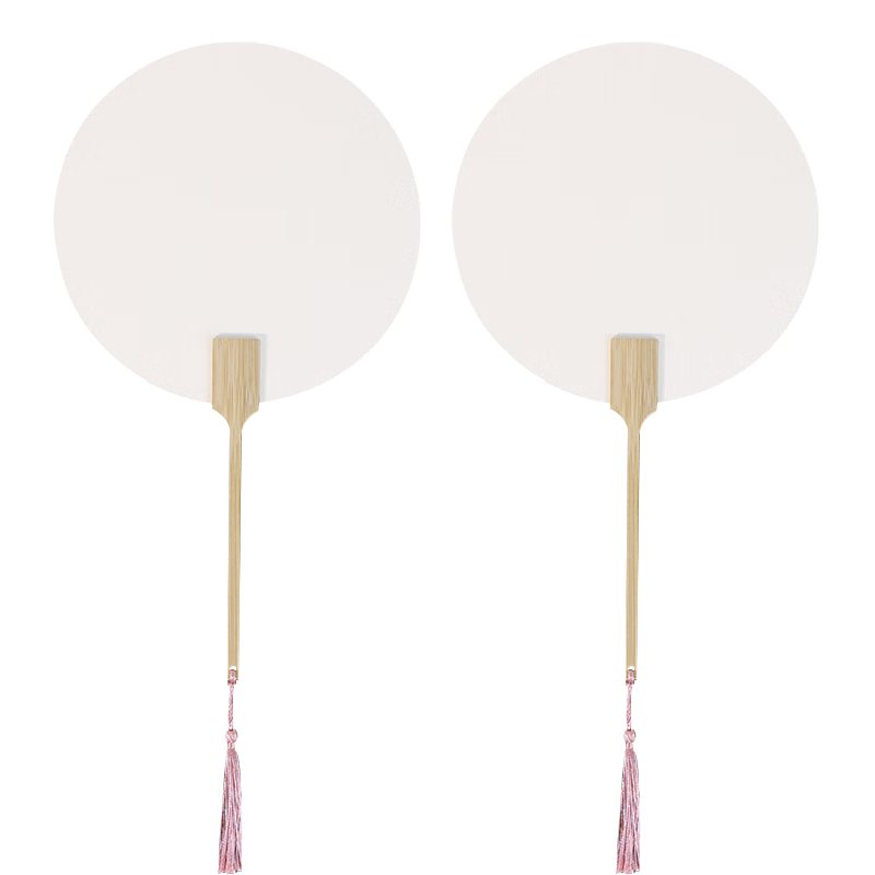 TaTanice Thick Double-Sided Xuan Paper Round Fan, Blank Paper Fan for Children's DIY Painting And Lacquering, 2-Piece Set