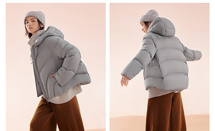 BOSIDENG Women's Off-Season 90% Down Thickened Hooded Loose Short Casual Warm Jacket Winter 18