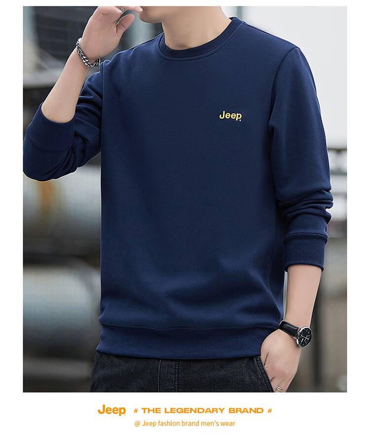 JEEP Men's Sweatshirt, Loose-Fitting Long-Sleeve T-Shirt, Round Neck Trendy Clothing for Men, Army Green, XL 13