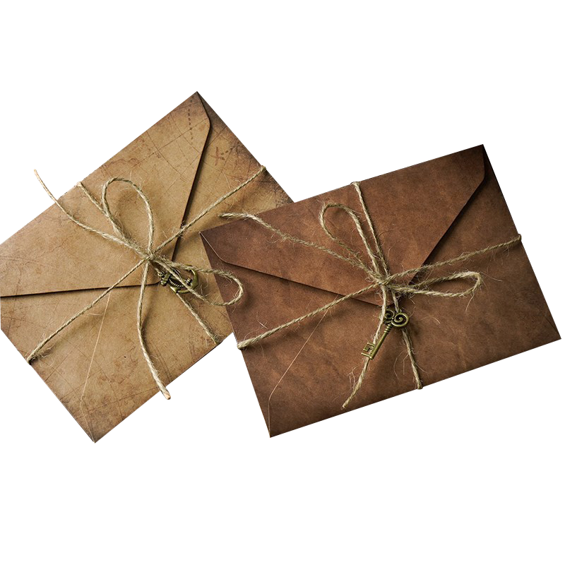 Shiluode Envelope And Letter Set, Vintage Love Letter Stationery A5 Kraft Paper Handwritten Vintage Style Invitation Letter with 4 Sheets of Paper And 2 Envelopes, Includes Decorative Packaging