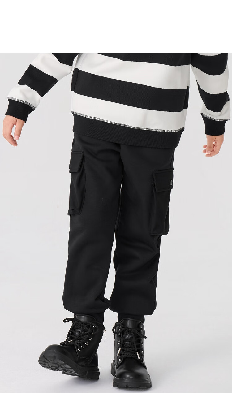 BALABALA Boys' Pants, Autumn And Winter Girls' Tapered Trousers, Children's Long Pants, Fleece-Lined, 24108207 4