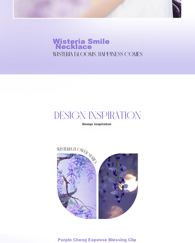 Fanci Wisteria Flower Smile Necklace Purple Women's Silver Bracelet, Luxurious High-End Birthday Gift for Wome 2